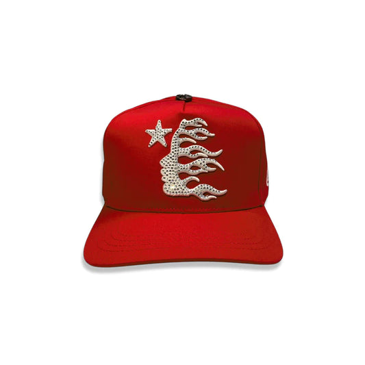 Hellstar Rhinestones Logo Red Snapback