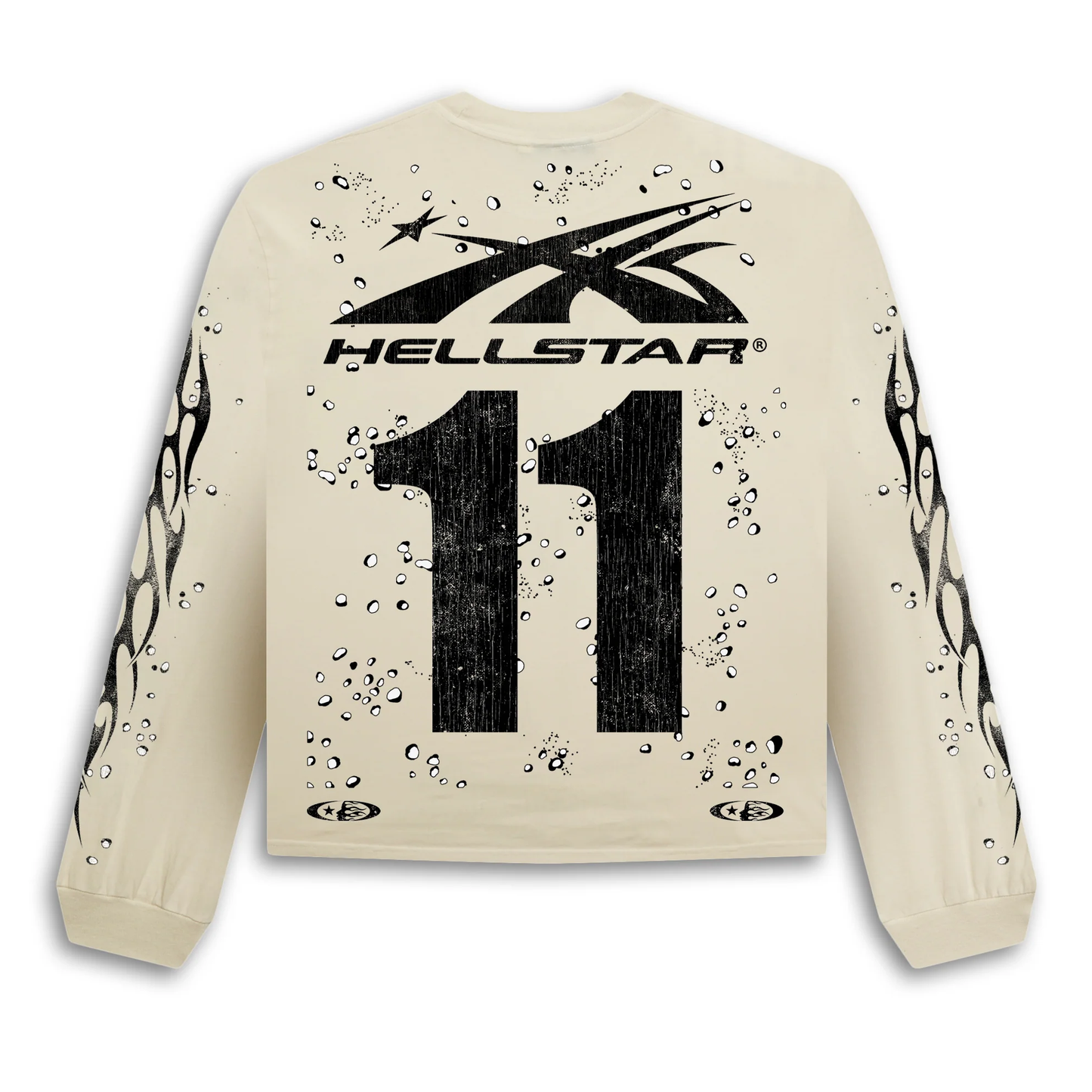 Hellstar Moto Cross Long Sleeve Off White Shirt