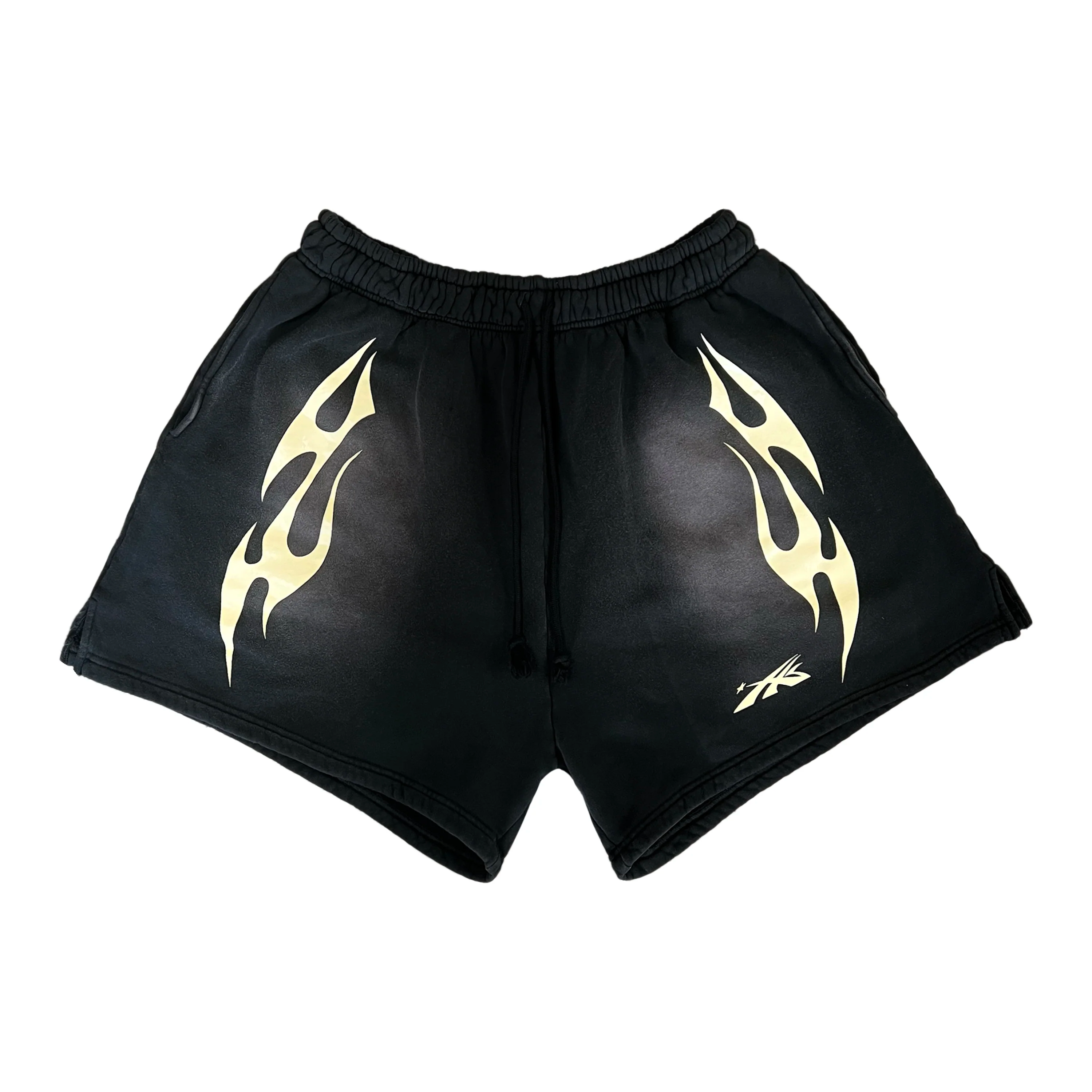 (USED) Hellstar Flame Shorts ヘルスター ショーツ Hellstar Sports Flame Black Shorts - WyCo Vintage, Kansas City's