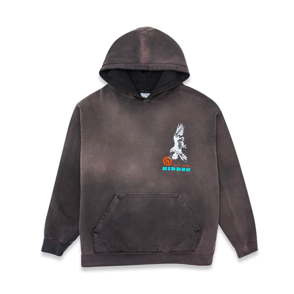 Hidden Sumi Hawk Faded Black Hoodie