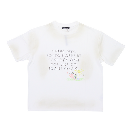 Boredom Kills Happy In Real Life White Tee