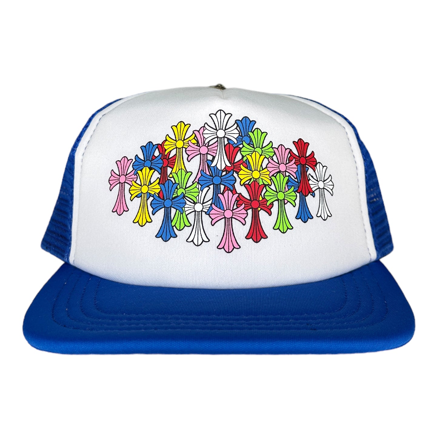 Chrome Hearts Multi Color Crosses Blue/White Trucker Hat
