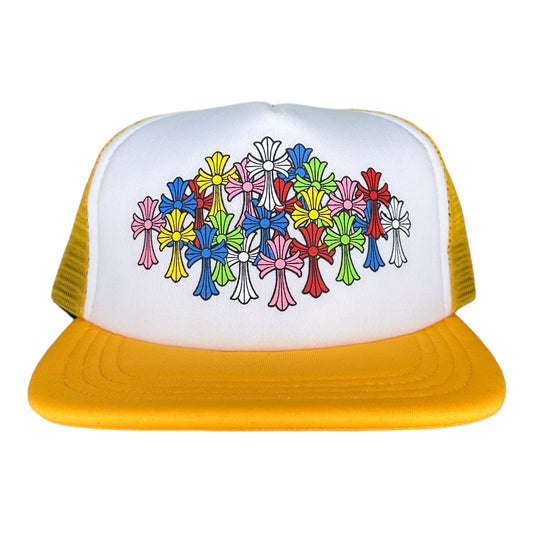 Chrome Hearts Multi Color Crosses Yellow/White Trucker Hat