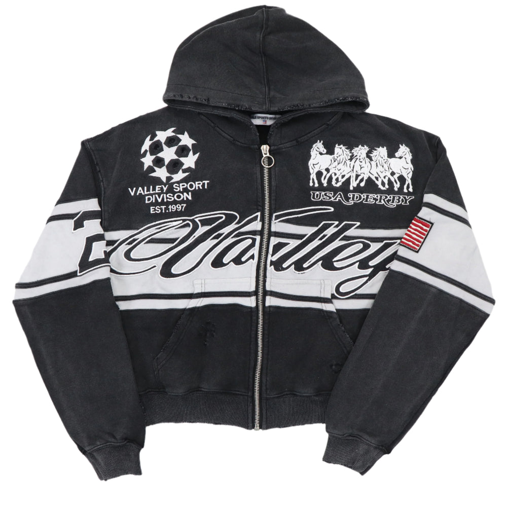 Vale Cursive Black Zip Up Hoodie