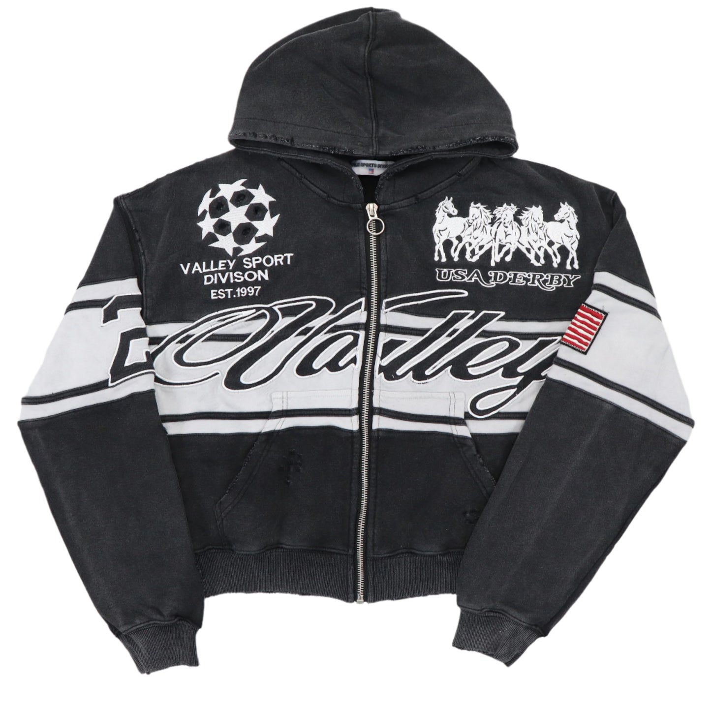 Vale Cursive Black Zip Up Hoodie