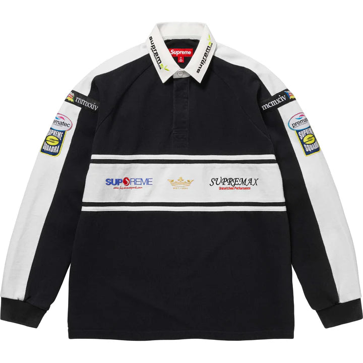 Supreme Chest Stripe Black Rugby Shirt