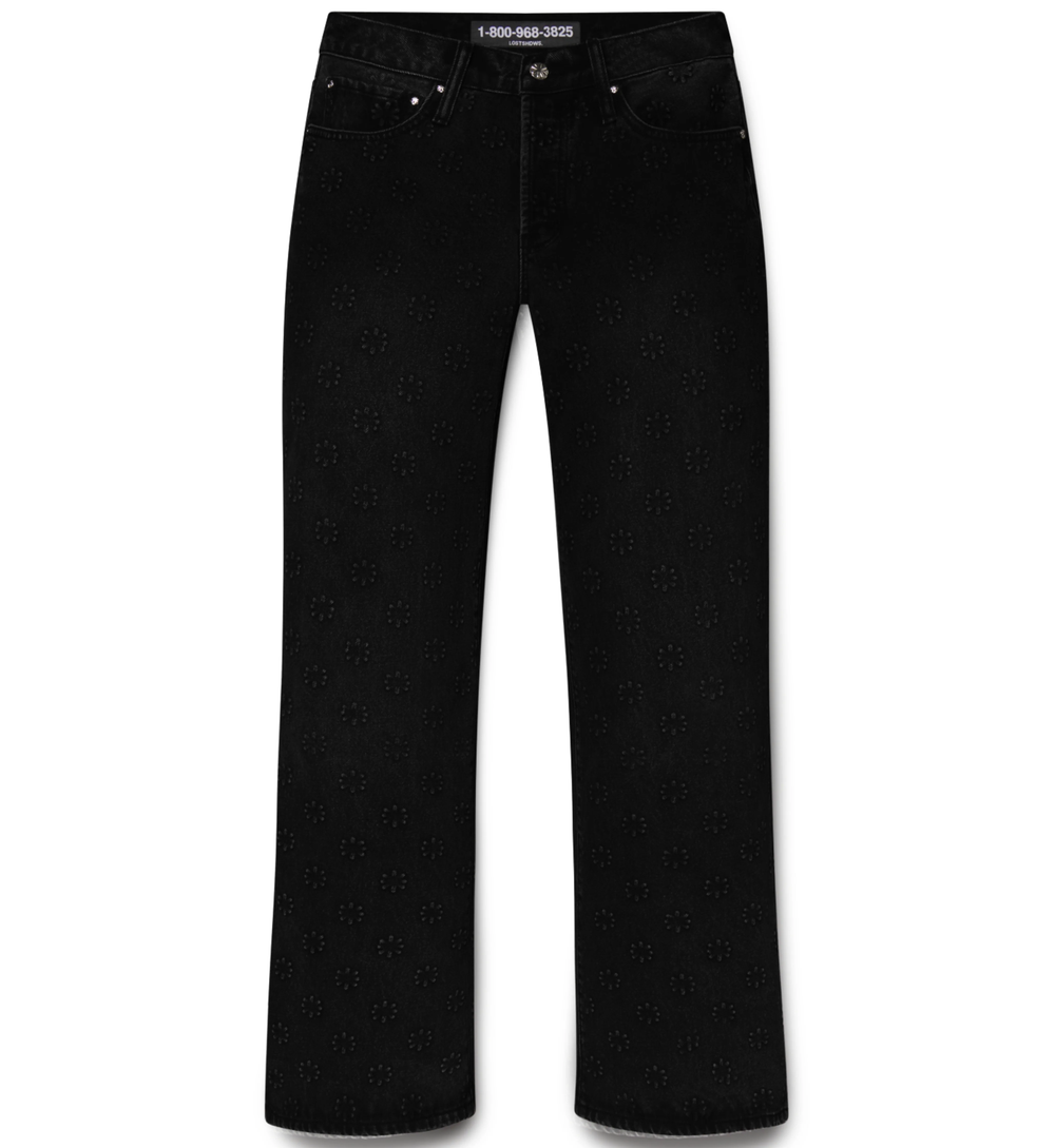Lost Shdws Embossed Black Denim Pants
