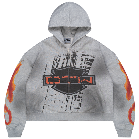 OTW Biker Grey Zip UP Hoodie