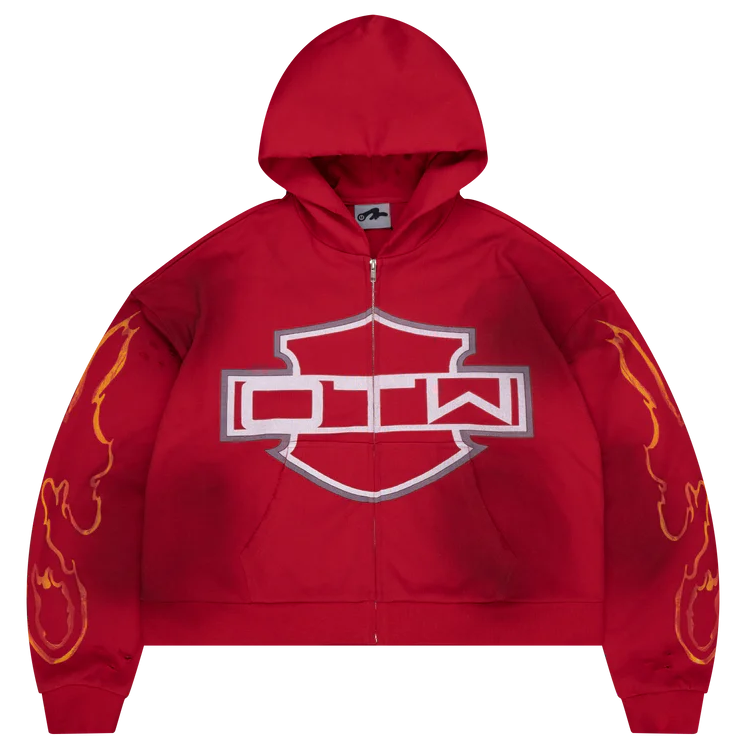 OTW Biker Red Zip Up Hoodie