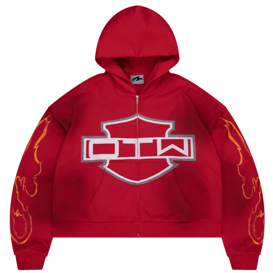 OTW Biker Red Zip Up Hoodie