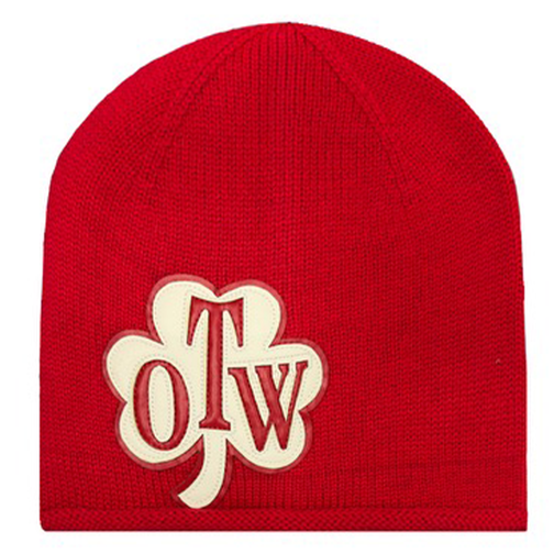 OTW Leather Patch Red Beanie