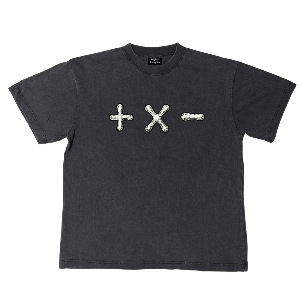 Addition By Subtraction Plus By Minus Vintage Black Tee