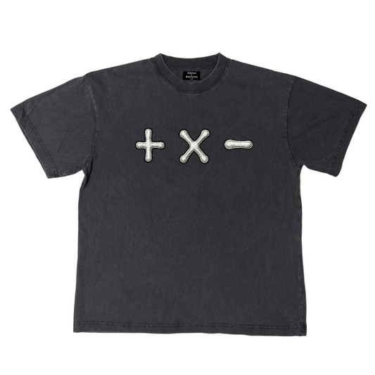 Addition By Subtraction Plus By Minus Vintage Black Tee