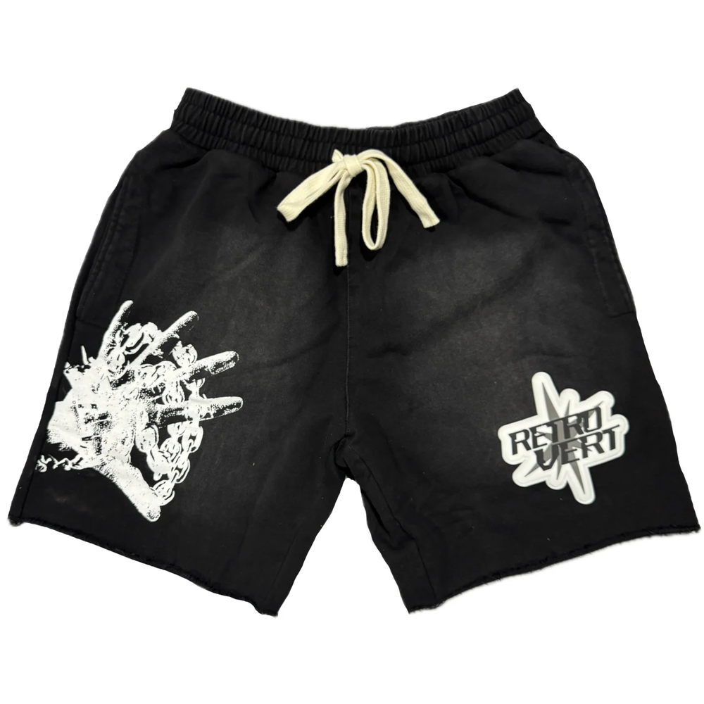 Retro Vert Spiked Hands Black Shorts