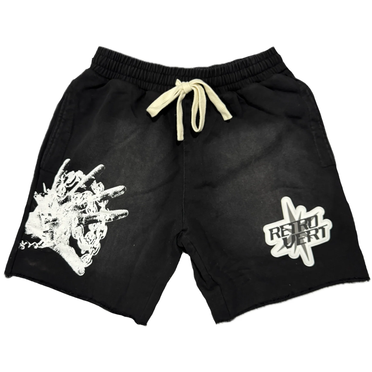 Retro Vert Spiked Hands Black Shorts