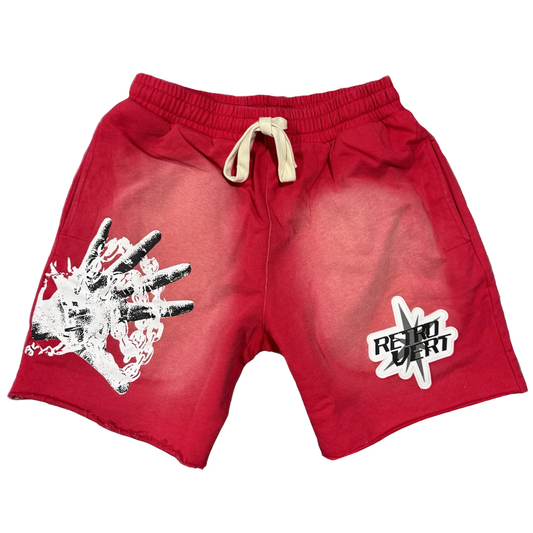 Retro Vert Spiked Hands Red Shorts