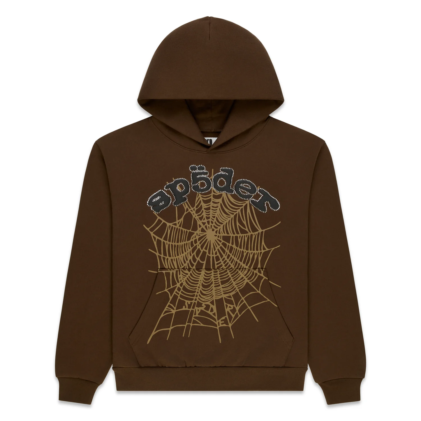 Spider Rhinestone OG Web Brown Hoodie