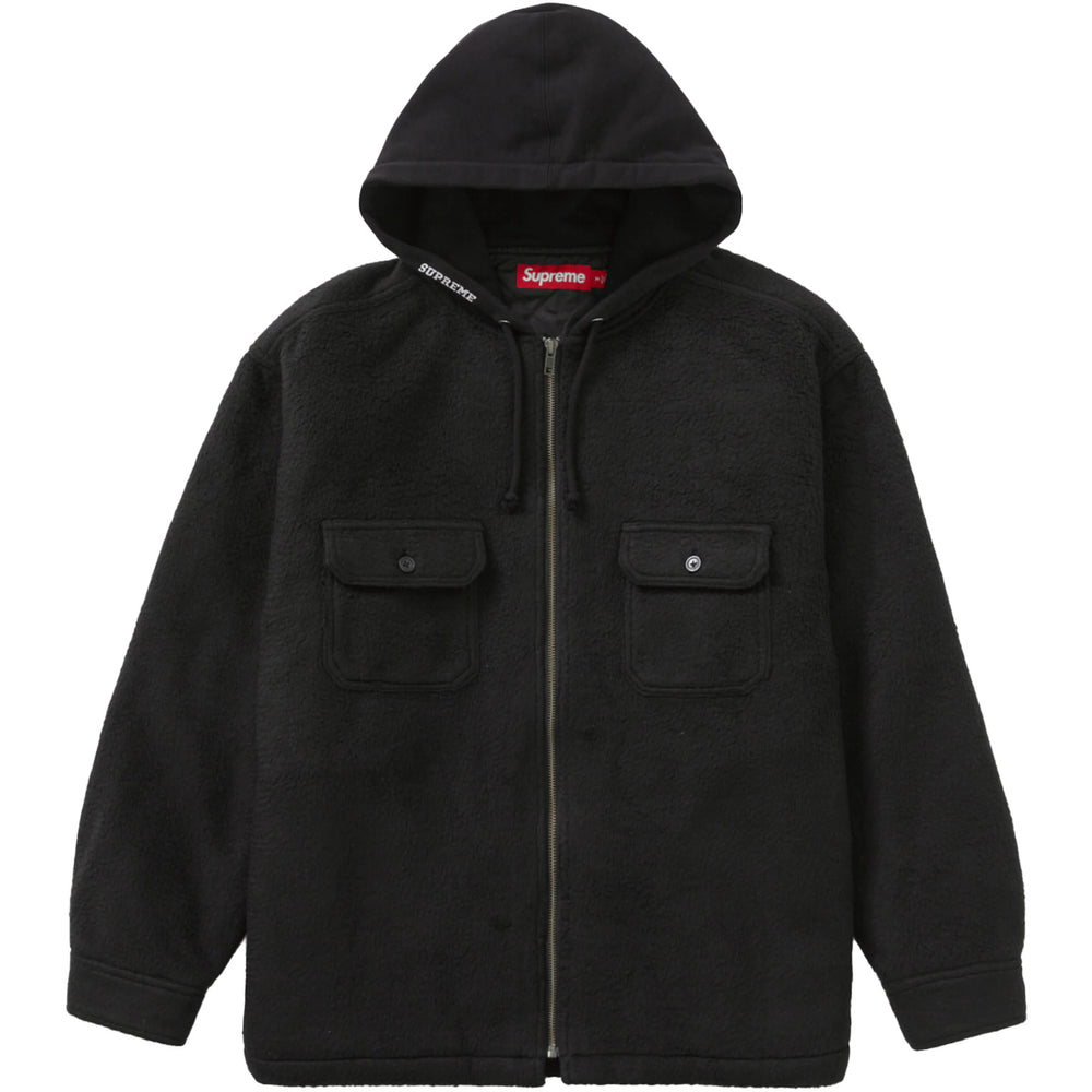 Supreme Fleece Zip Up Hooded Shirt Black