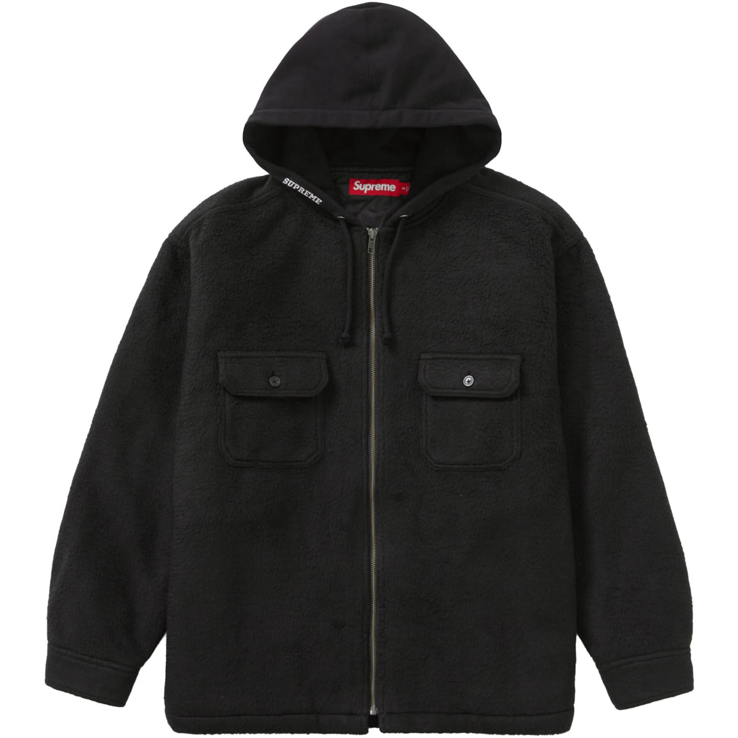 Supreme Fleece Zip Up Hooded Shirt Black