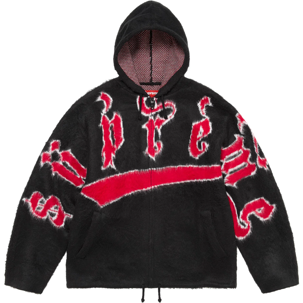 Supreme Accent Brushed Black Zip Up Sweater