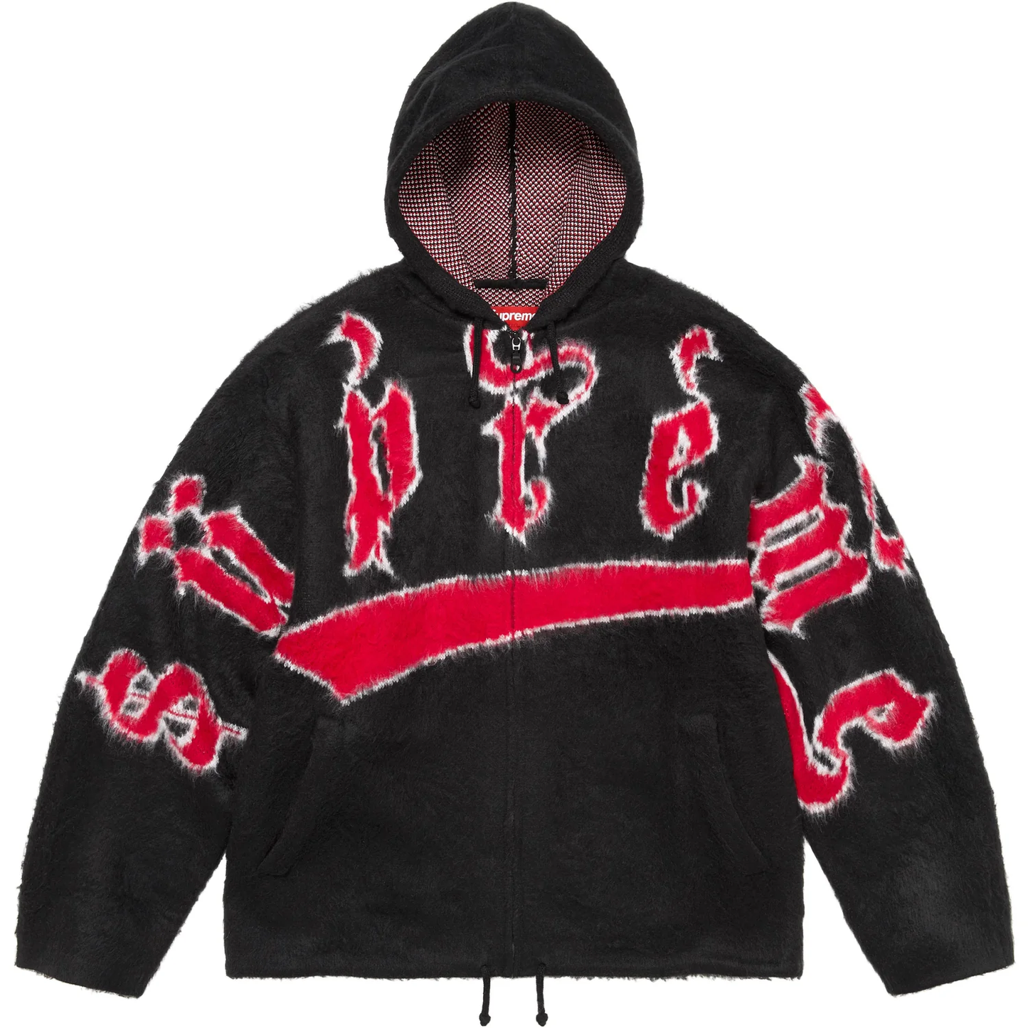 Supreme Accent Brushed Black Zip Up Sweater