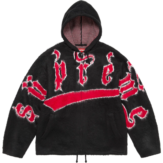 Supreme Accent Brushed Black Zip Up Sweater