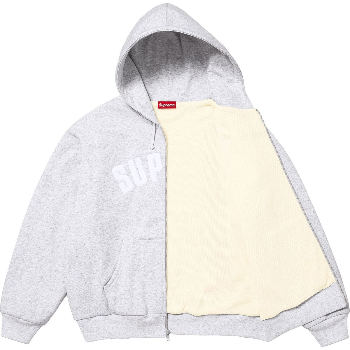 Supreme Arc Thermal Lined Ash Grey Zip Up Hoodie