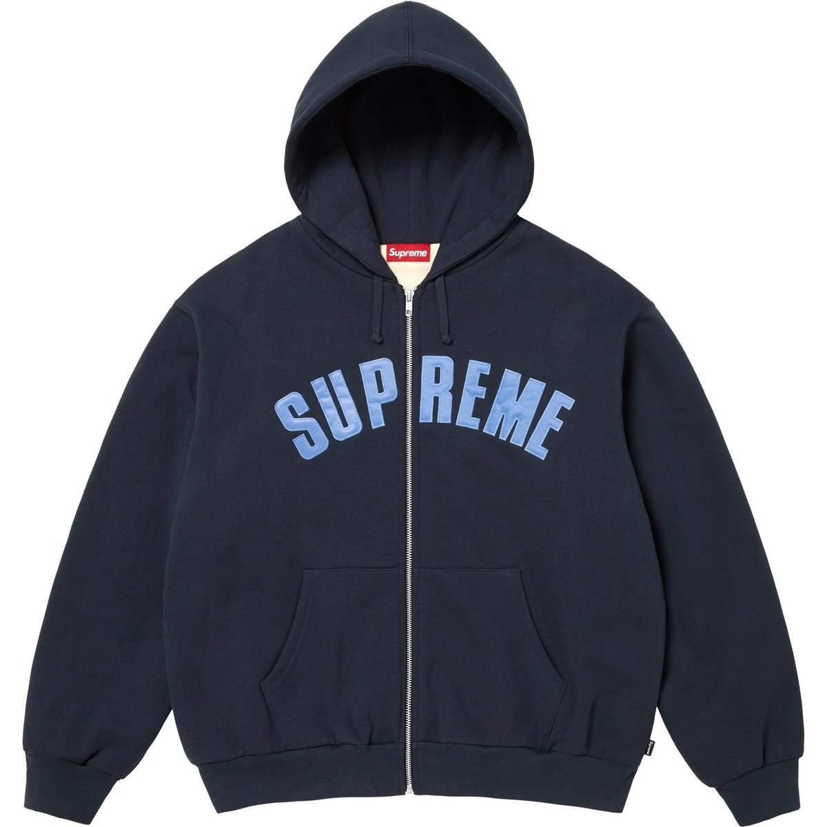 Supreme Arc Thermal Lined Navy Zip Up Hoodie – WyCo Vintage Broadway Supreme Arc Thermal Lined Navy Zip Up Hoodie – WyCo Vintage Broadway