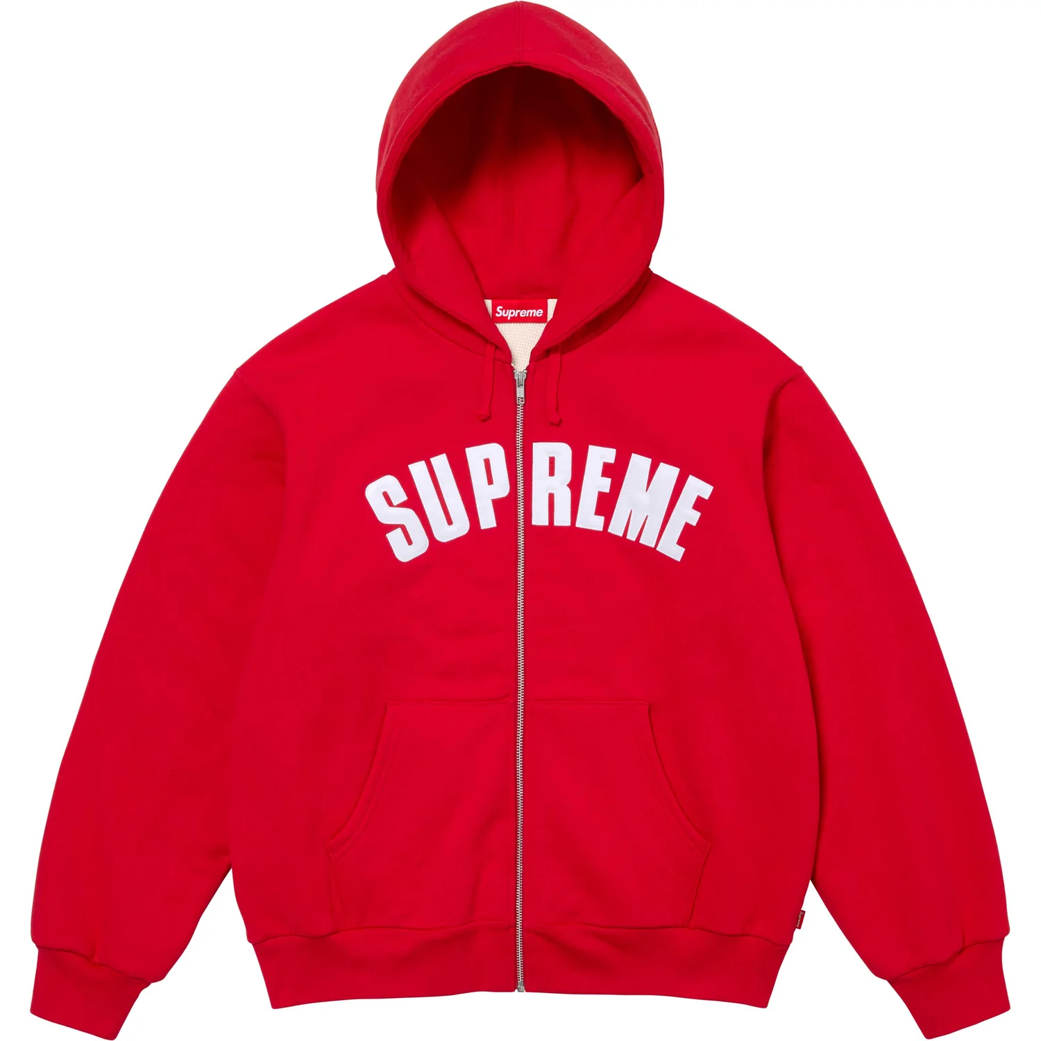 Red supreme zip up hoodie on sale