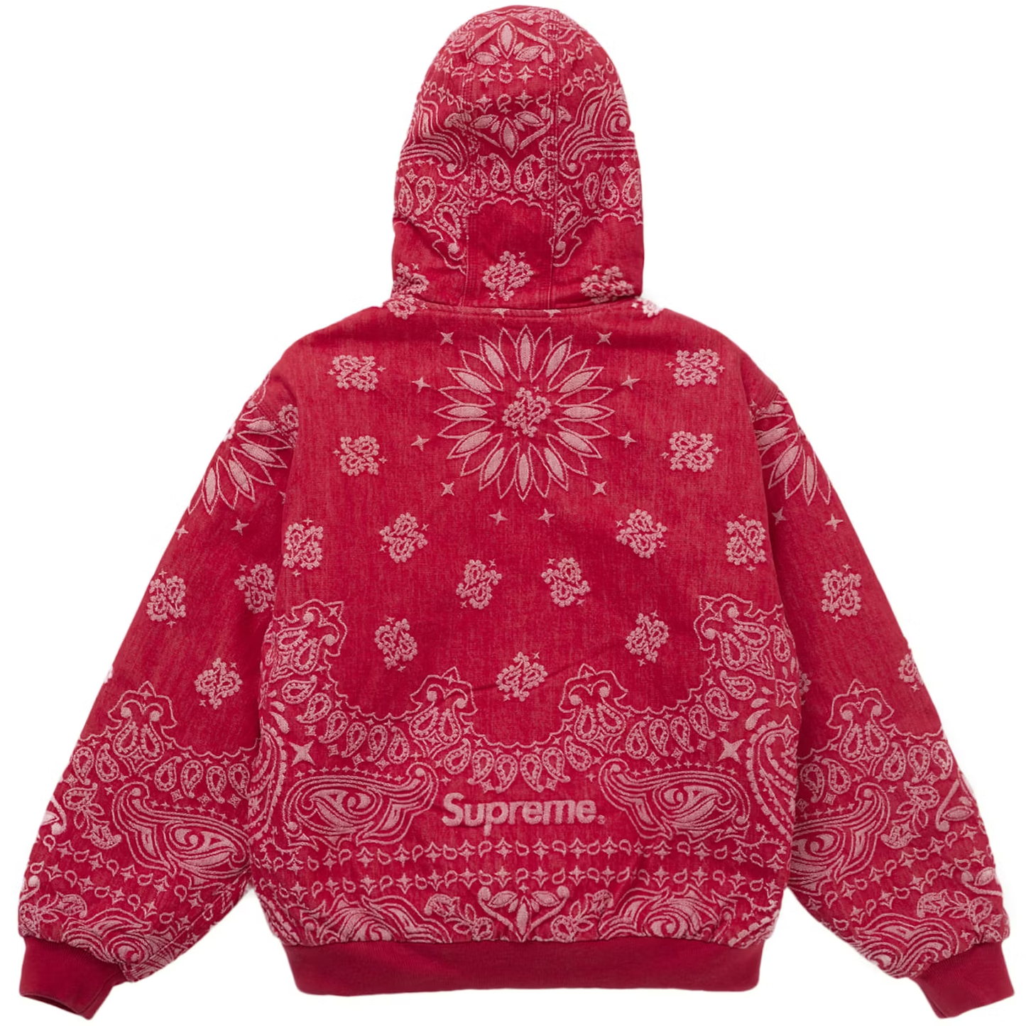 Supreme Bandana Jacquard Red Hooded Work Jacket