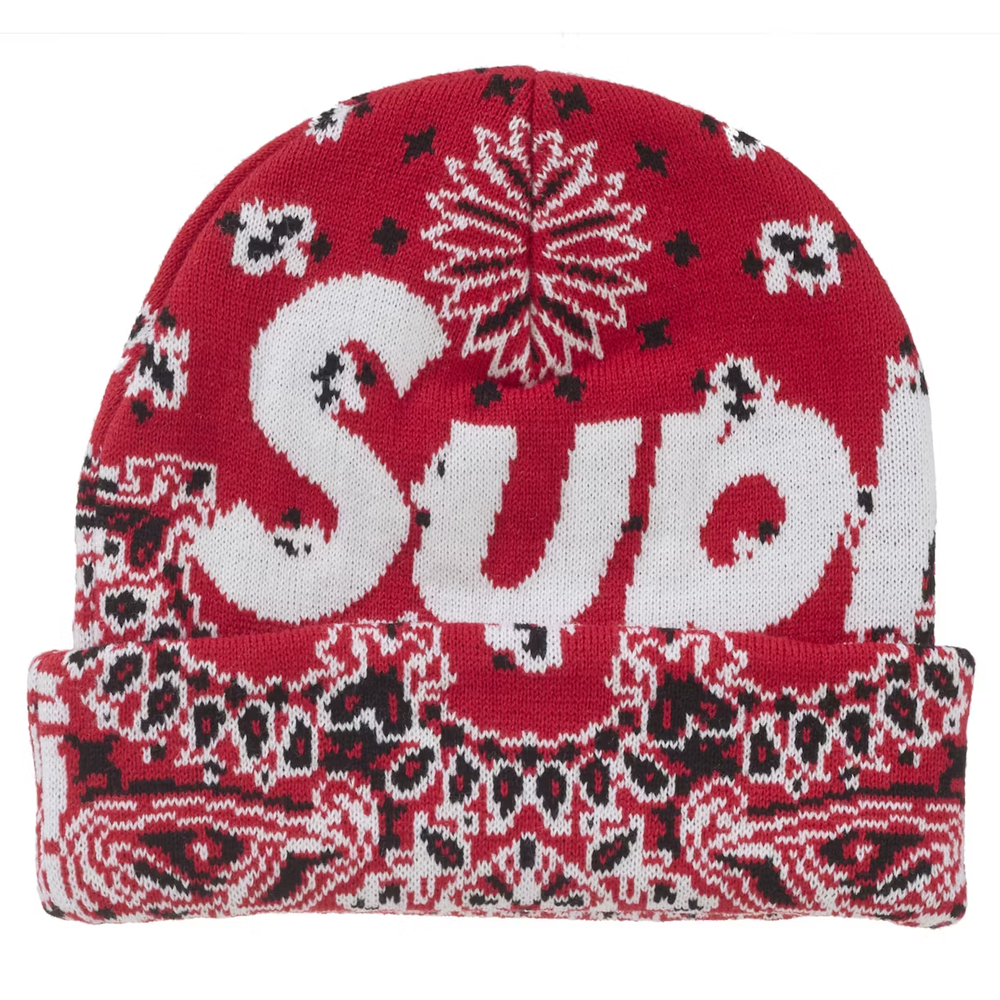 Supreme Big Logo Bandana Red Beanie