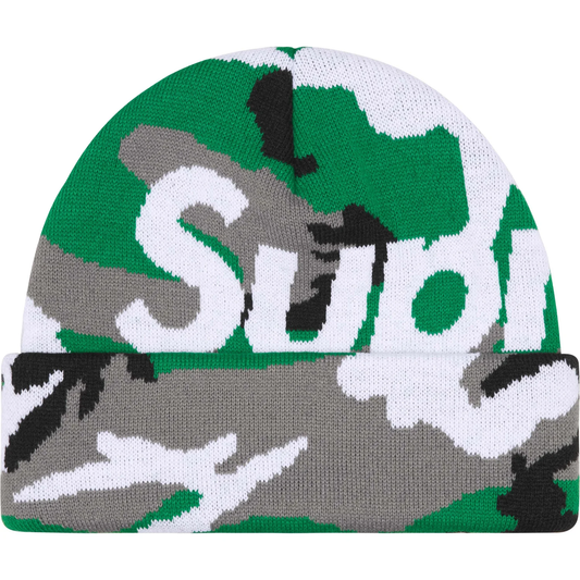 Supreme Big Logo Green Camo Beanie