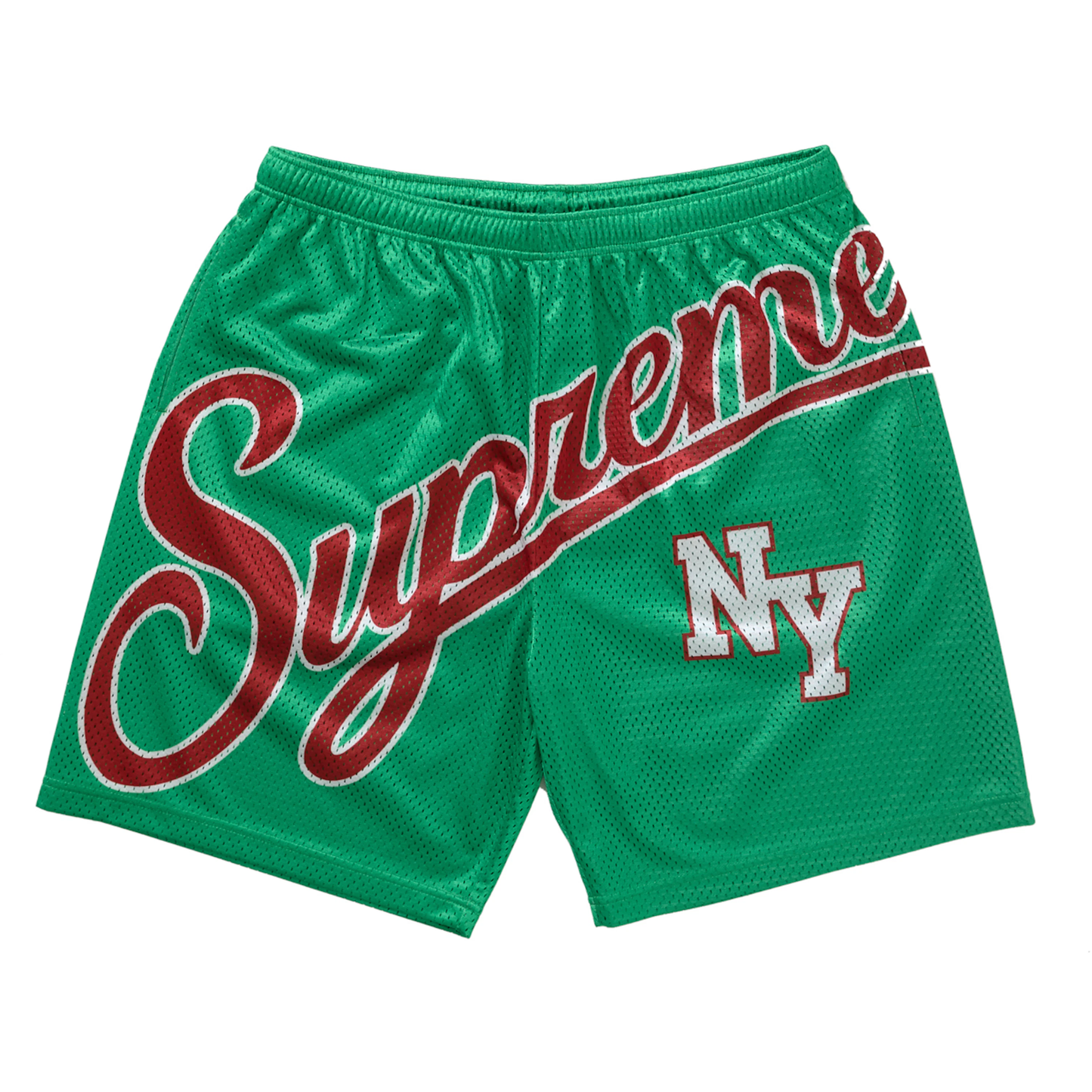 Supreme Big Script Green Mesh Shorts