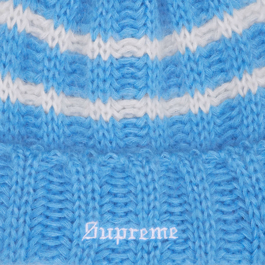 Supreme Brushed Stripe Bright Blue Beanie