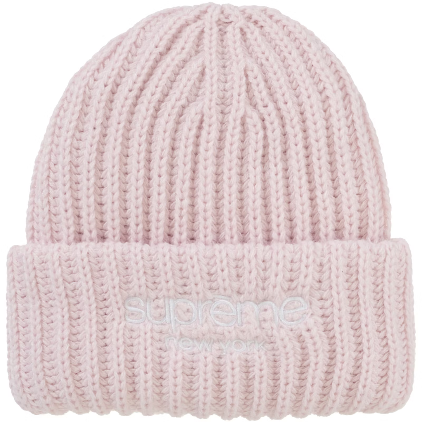 Supreme Classic Logo Chunky Ribbed Light Pink Beanie