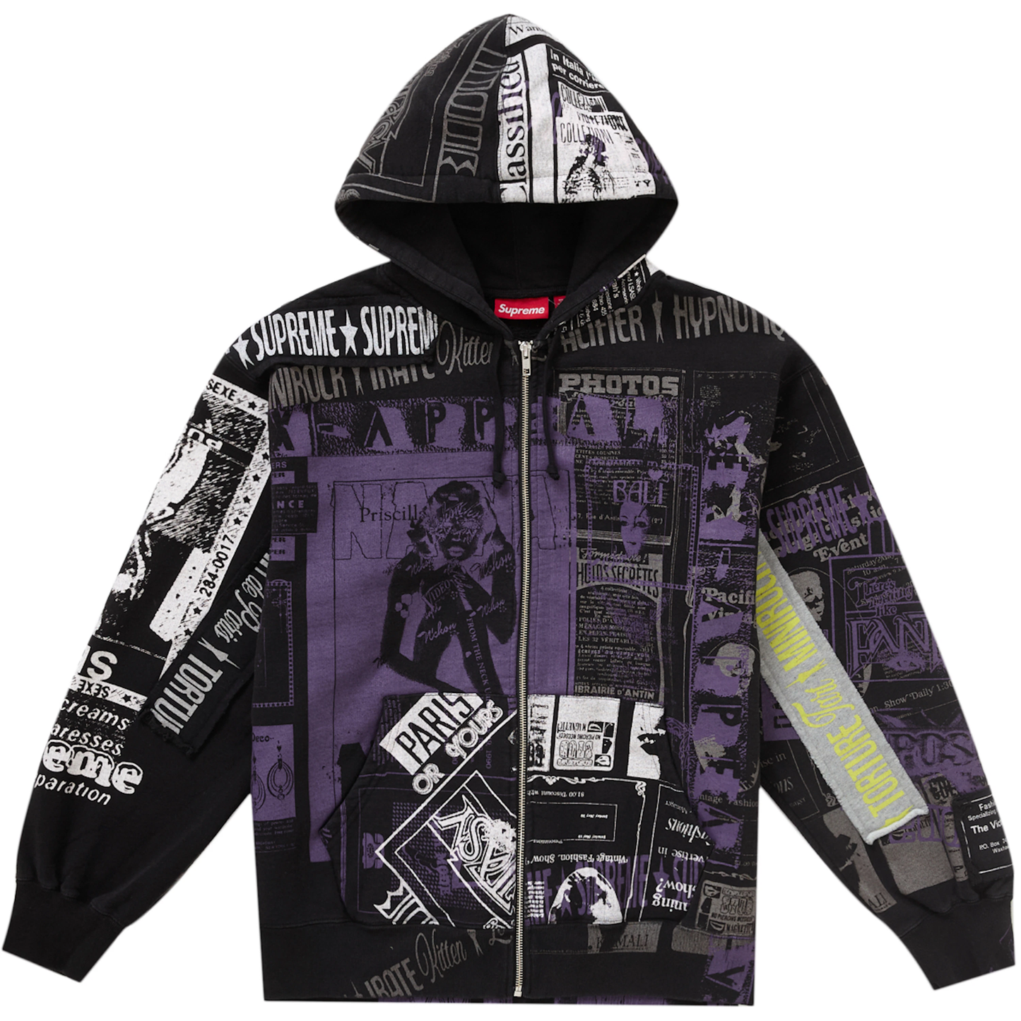 Supreme Collage Black Zip Up Hoodie