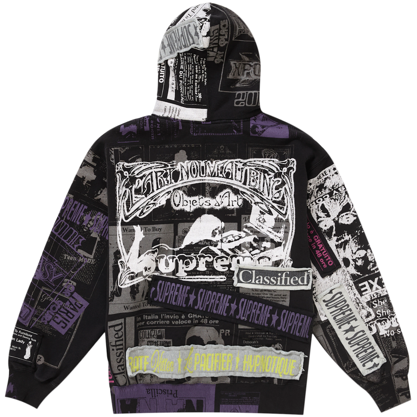 Supreme Collage Black Zip Up Hoodie