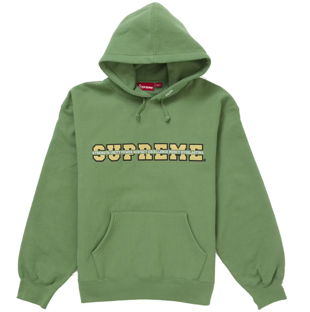 Supreme Collegiate Acronym Dusty Green Hoodie - WyCo Vintage Supreme Collegiate Acronym Dusty Green Hoodie - WyCo Vintage