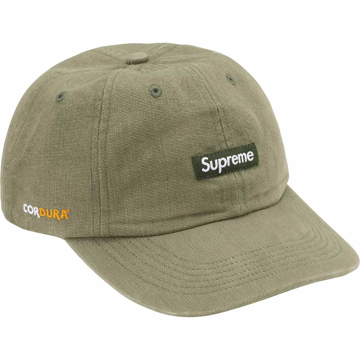 Supreme Cordura Denim Small Box Olive 6-Panel Hat - WyCo Vintage Supreme Cordura Denim Small Box Olive 6-Panel Hat - WyCo Vintage