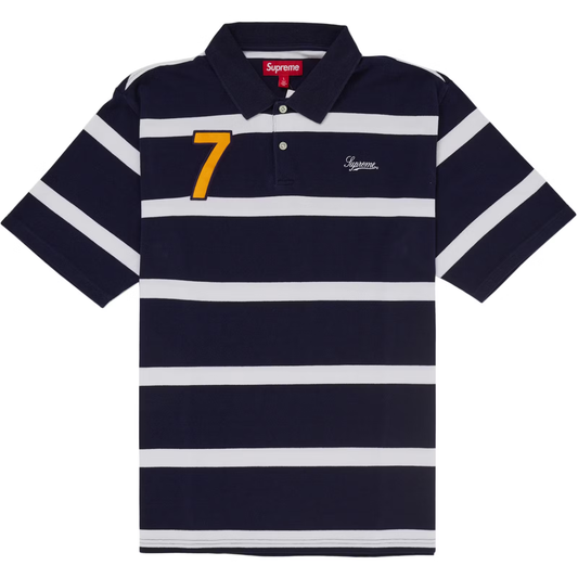 Supreme Cursive Striped Navy Polo