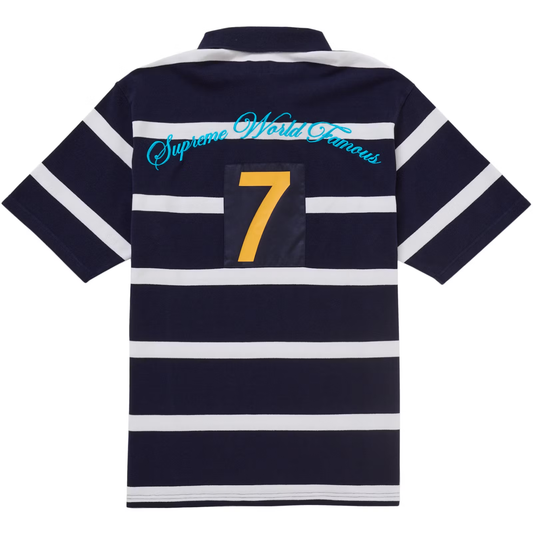 Supreme Cursive Striped Navy Polo
