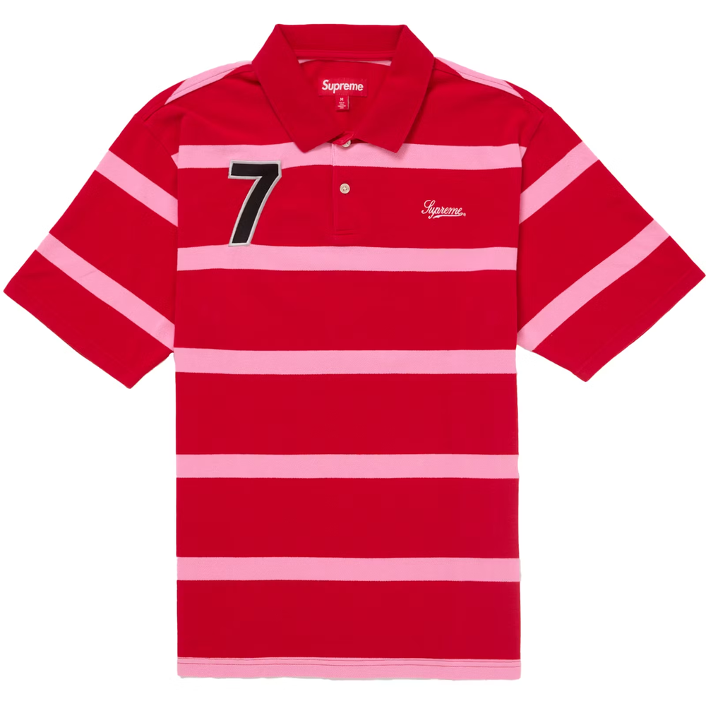 Supreme Cursive Striped Red Polo