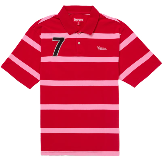 Supreme Cursive Striped Red Polo