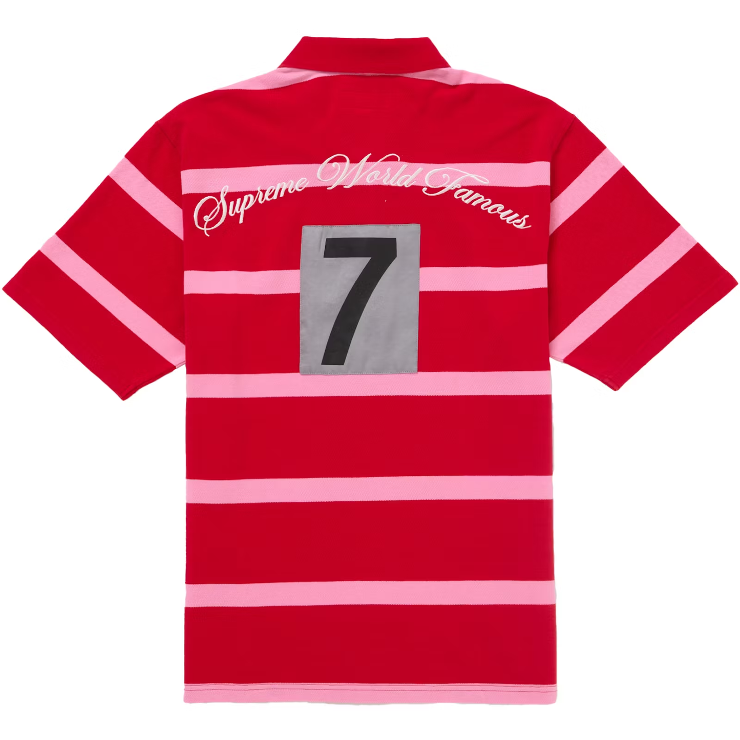 Supreme Cursive Striped Red Polo