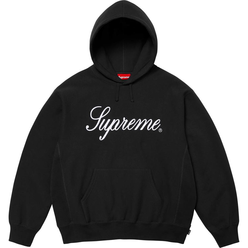 Supreme Embroidered Script Black Hoodie