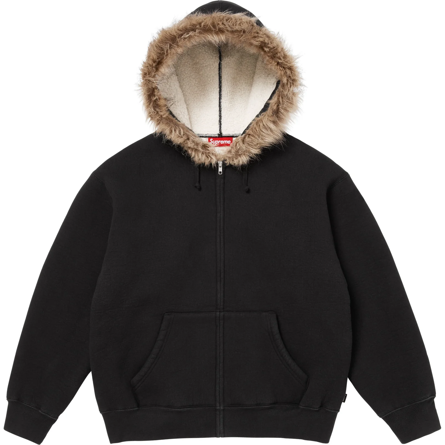 Supreme Faux Fur Black Zip Up Hoodie