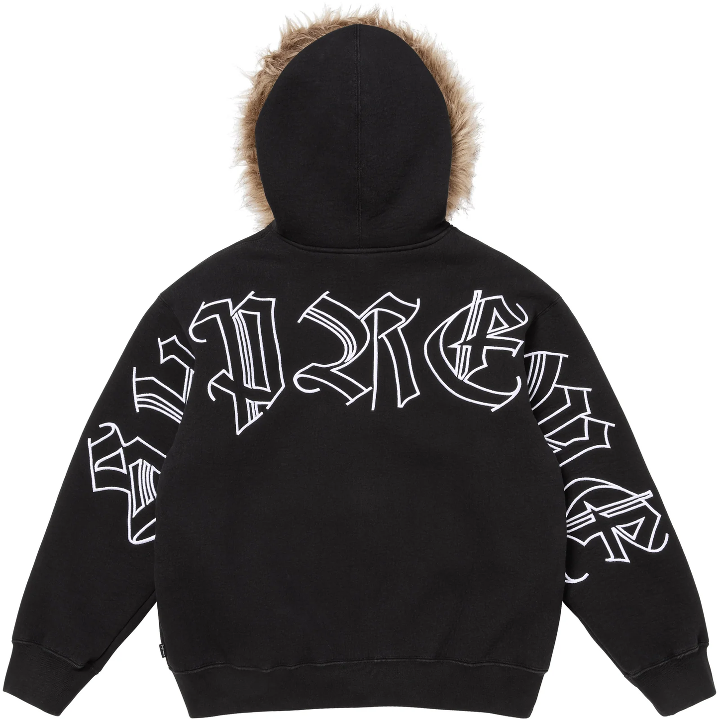 Supreme Faux Fur Black Zip Up Hoodie