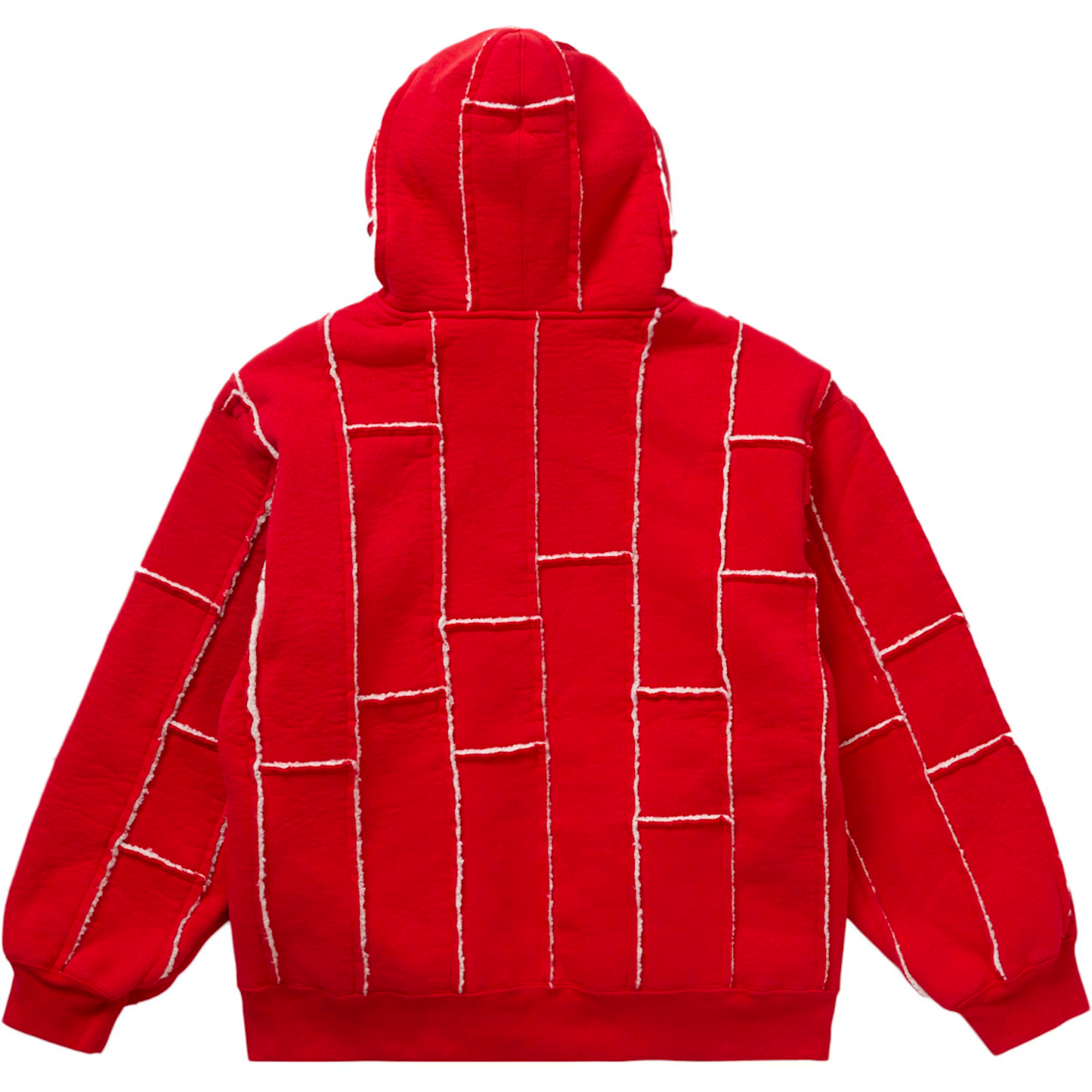 Supreme Faux Shearling Patchwork Red Zip Up Hoodie