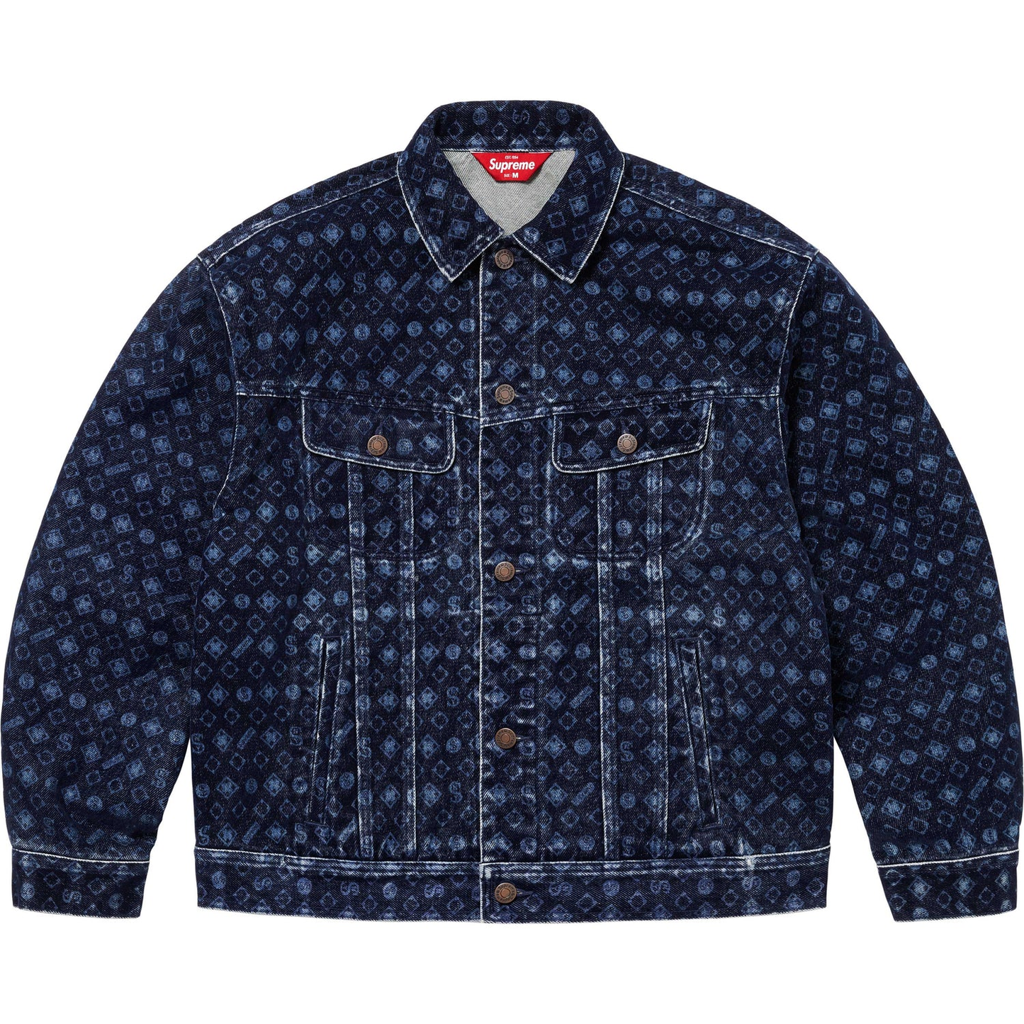 Supreme Flocked Denim Blue Trucker Jacket