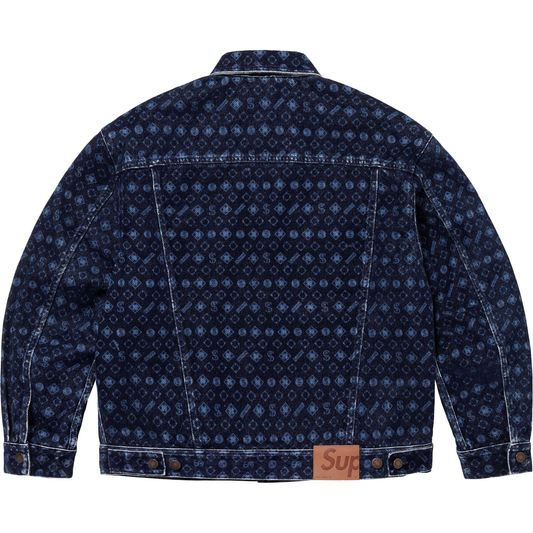 Supreme Flocked Denim Blue Trucker Jacket